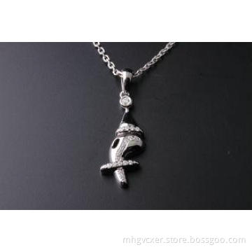925 silver pendant letter F with white CZ , excellent quali
